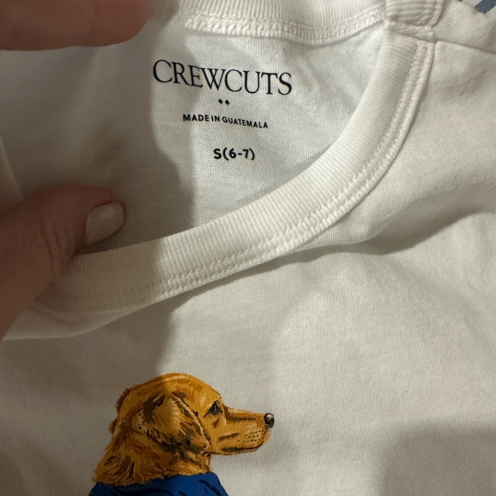 Crewcuts White Tee with Football Dog Illustration